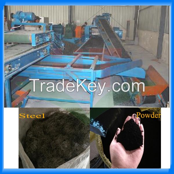 Tire recycling plant for making rubber powder
