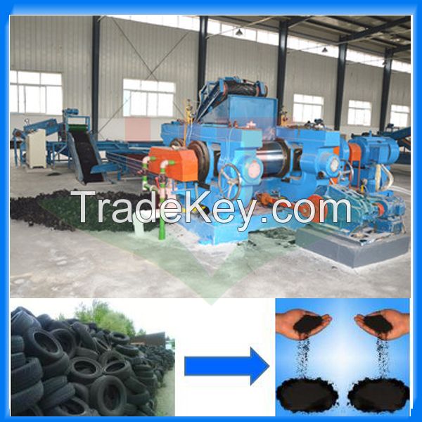 Used tire recycling machinery