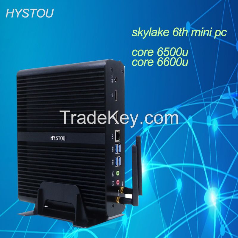 Hystou skylake i7 mini pc 6th generation cpu 6500u 6600u Windows10 with wifi usb sd ports computer