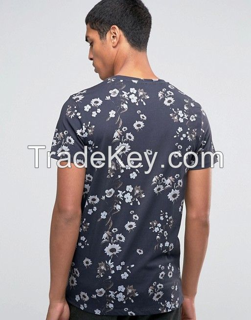 TUSK- Crew Neck T-shirt with All Over Floral Print