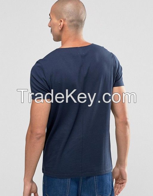 TUSK- Smart T-Shirt With Square Neck In Navy