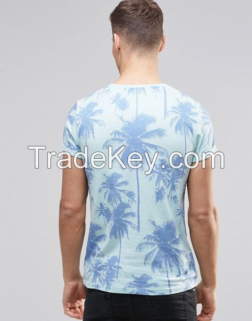 TUSK- Muscle T-Shirt With Palm Print And Roll Sleeves
