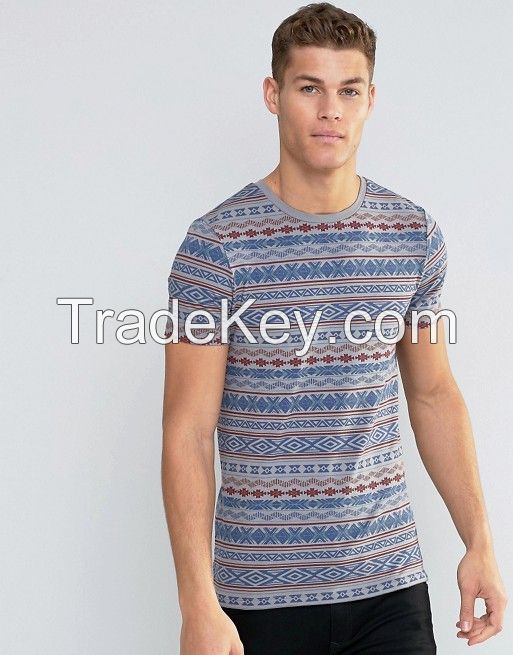 TUSK- Muscle T-Shirt With Aztec Print In Grey 