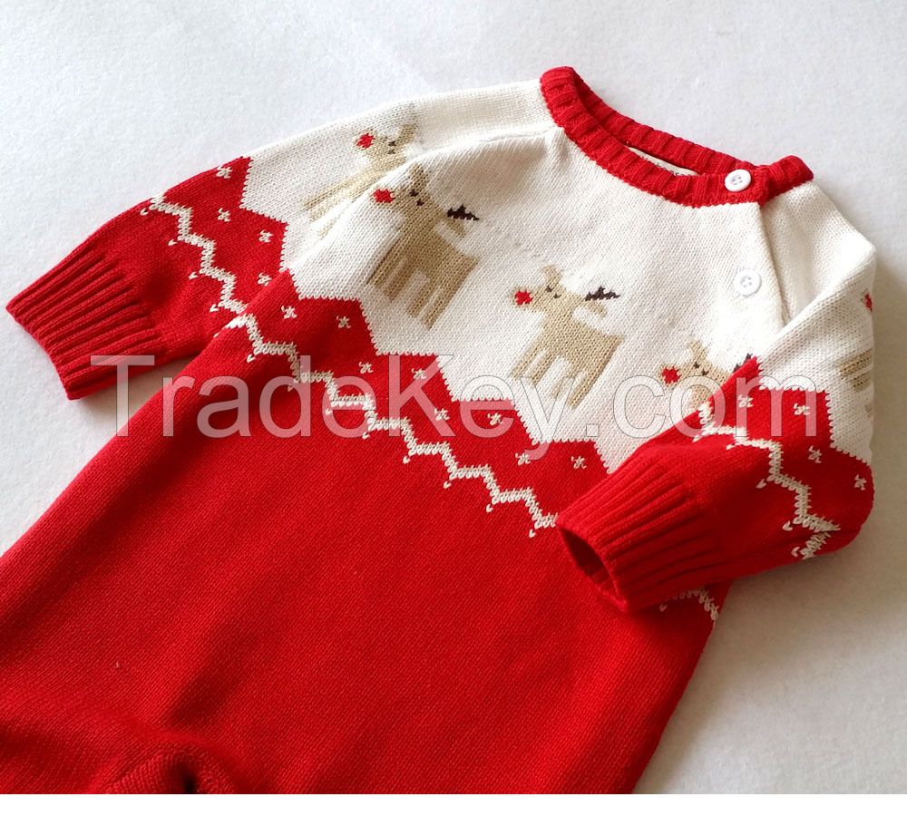 2017 Christmas Bodysuits Jumpsuits For Baby Xmas Deer Rompers Newborn Babie Woollen Jumpsuits Infants Toddlers Bodysuits Rompers For 0-2T