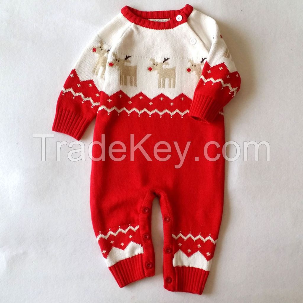 2017 Christmas Bodysuits Jumpsuits For Baby Xmas Deer Rompers Newborn Babie Woollen Jumpsuits Infants Toddlers Bodysuits Rompers For 0-2T