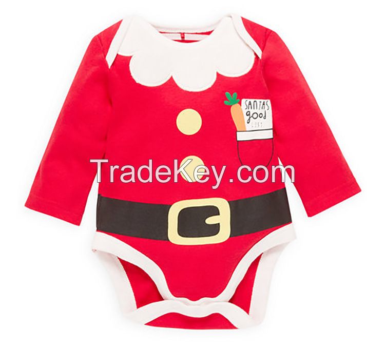 2017 New Baby Christmas Bodysuits Rompers Babies Xmas Santa Clothes Onesies Jumpsuits Infants Toddlers Cotton Long Sleeve Rompers For 0-3T