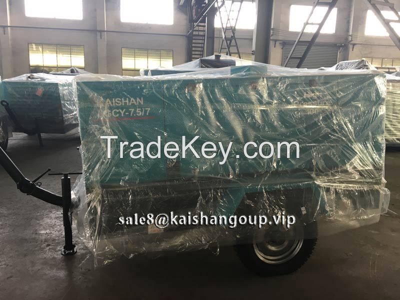 KAISHAN 7bar 265cfm Portable Diesel Engine Driven Air Compressors For Drilling Rig