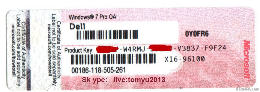 Factory Price Software Key Code Windows 7 8.1 10 pro OEM key COA Sticker Scan