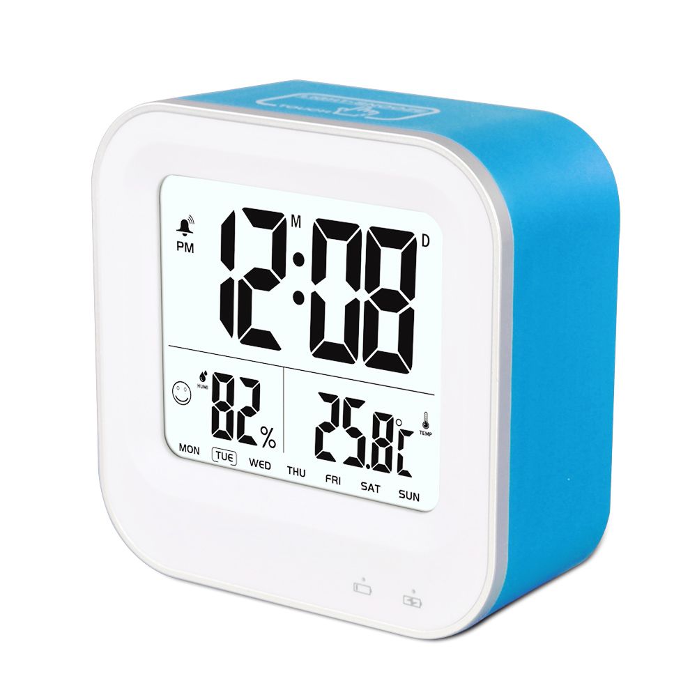 Multifunctional digital lcd temperature display touch snooze table calendar clock