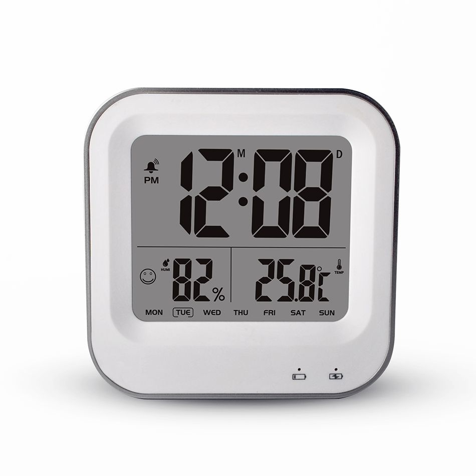 Multifunctional digital lcd temperature display touch snooze table calendar clock