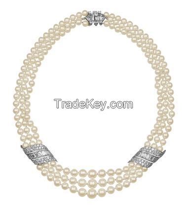Fashion Stainless steel jewelry with crystal and pearl and mother of pearl and diamond in any plating