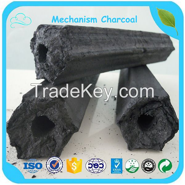 Long Burning Time 5-37cm Hexagonal Mechanism Charcoal / Sawdust Charcoal For Bbq Charcoal