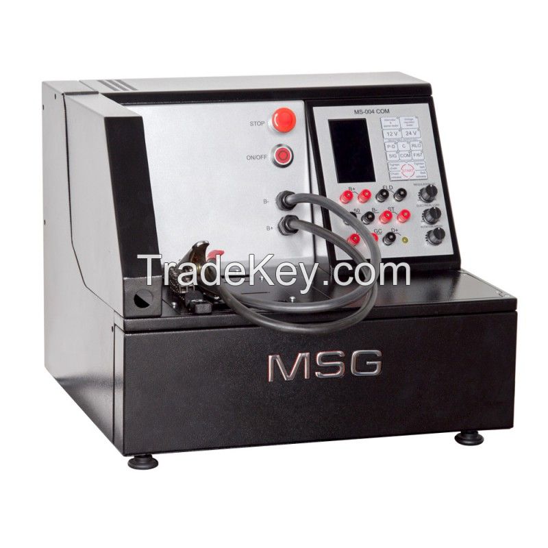 Test Bench MSG MS004 COM for diagnostics of 12V, 24V alternators through load simulation of current consumers up to 100A or 50A, correspondingly; testing of voltage regulators and starters in mode of idle running