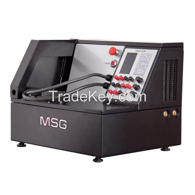 Test Bench MSG MS004 COM for diagnostics of 12V, 24V alternators through load simulation of current consumers up to 100A or 50A, correspondingly; testing of voltage regulators and starters in mode of idle running