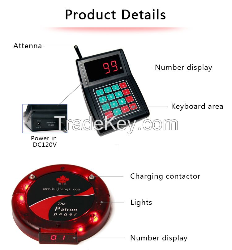 Calling System For Restaurant Or Cafe / Wireless Pagers