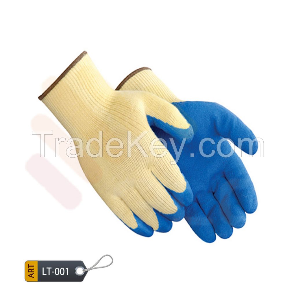 Latex coated blue seamless glove