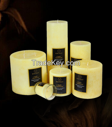 MOTTLE PILLAR CANDLES AMBER SANDALWOOD