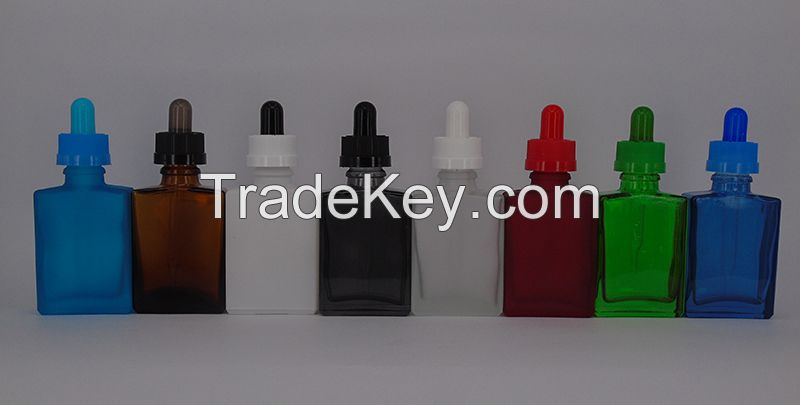 1 oz square clear glass bottle rectangular shape vapor oil dropper bottle with child tamper proof cap