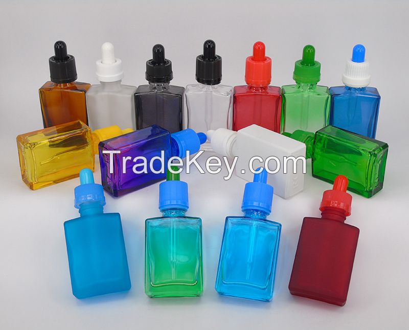 1 oz square clear glass bottle rectangular shape vapor oil dropper bottle with child tamper proof cap