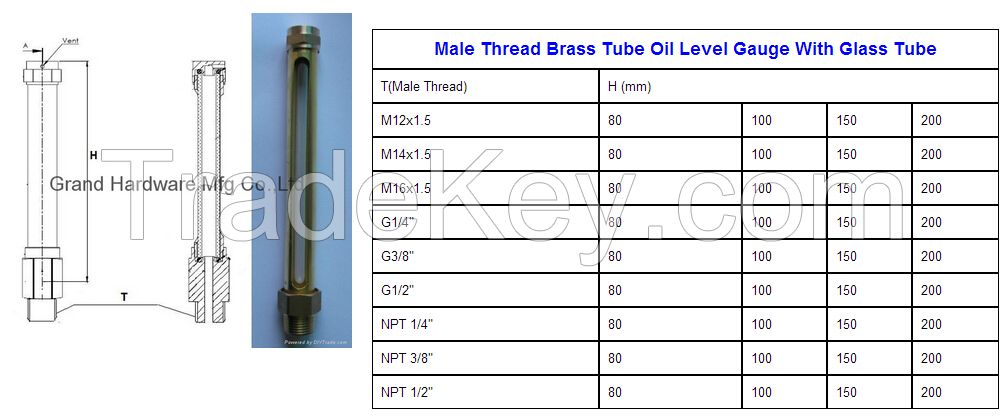 Elbow Brass Tube oil level gauge indicator oil level indicator with glass tube