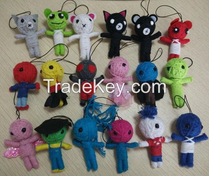 Wholesale Cotton String Handmade Voodoo Doll Keychain Promotional Key Chain Voodoo Doll Cheap