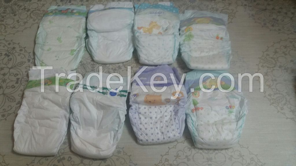 Baby diapers in bales