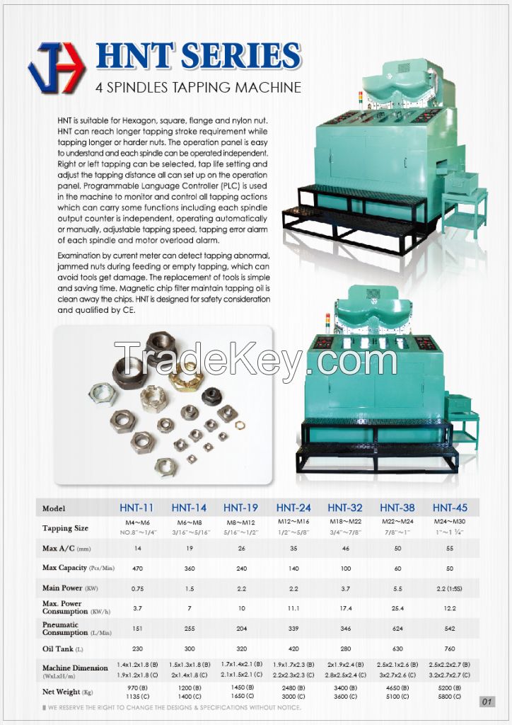 HNT-4 SPINDLES TAPPING MACHINE