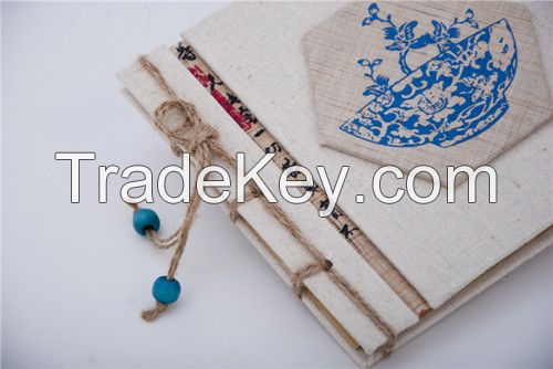 Grass Cloth Notebooks With Print