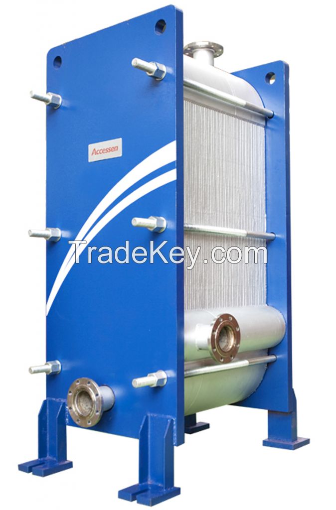 All welded plate and frame heat exchanger