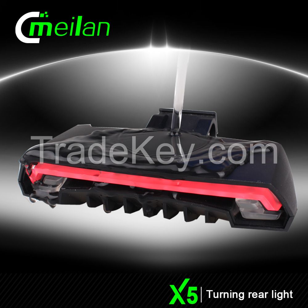 Meilan X5 Wireless Remote Control LED Bicycle Light with Laser USB Rechargeable