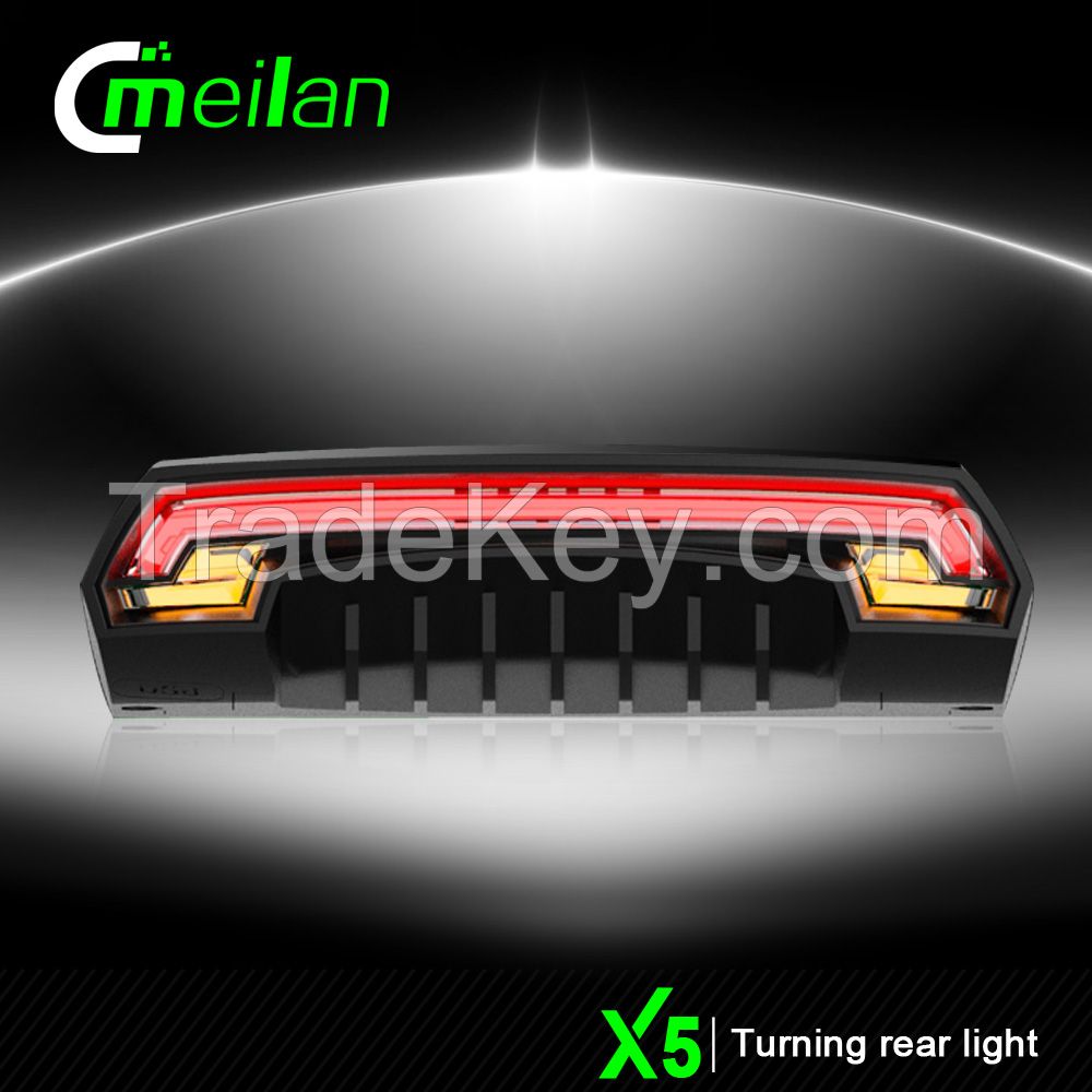 Meilan X5 Wireless Remote Control LED Bicycle Light with Laser USB Rechargeable