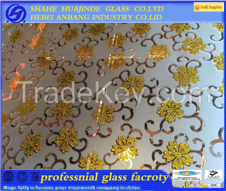 Shahe Decoratice glass ice flower acid etched glass for interior door