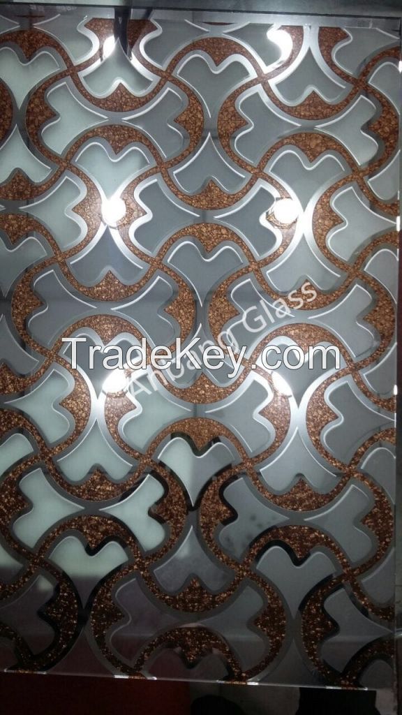 Decorative ice acid etched frosted glass for window/ door/ partition