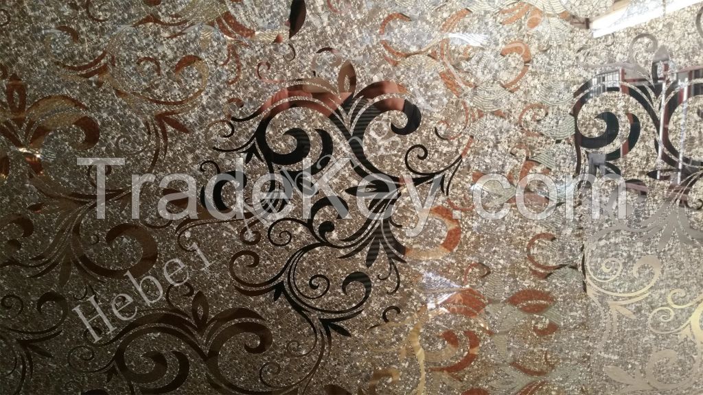 Decorative ice acid etched frosted glass for window/ door/ partition