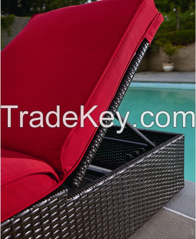 Outdoor Patio Furniture Wicker Adjustable Chaise Lounge Bed