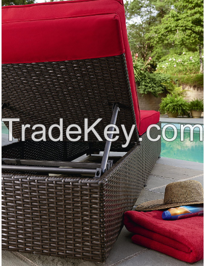 Outdoor Patio Furniture Wicker Adjustable Chaise Lounge Bed