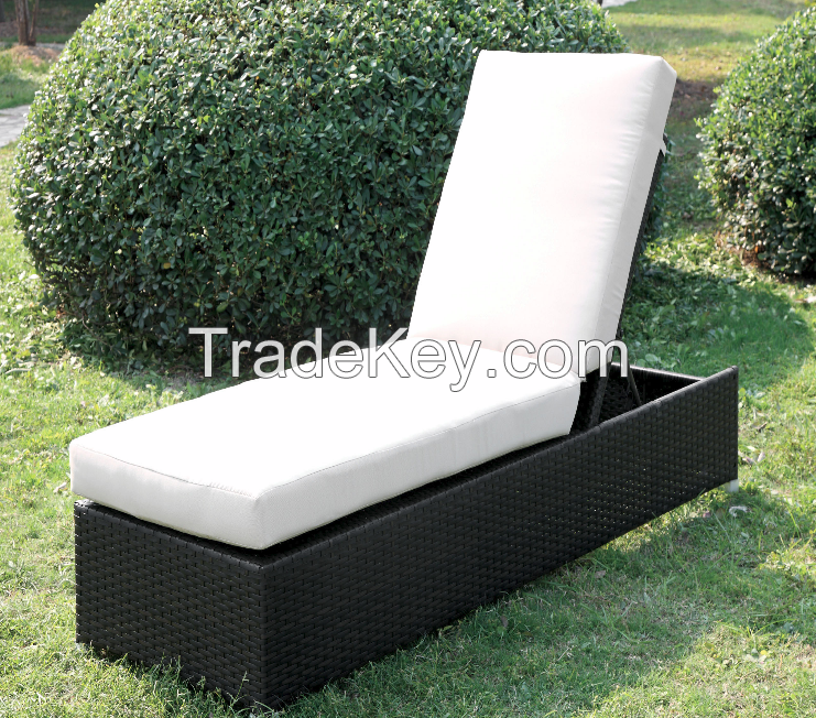 Outdoor beach pool rattan furniture adjustable wicker chaise lounge