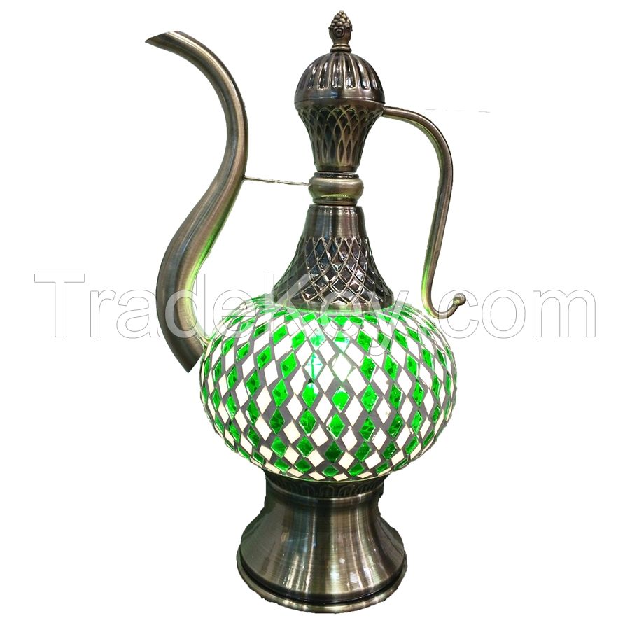 Turkish Moroccan Table Lamp, Ewer Ibrik, Aladdin Turkish Mosaic Lamp