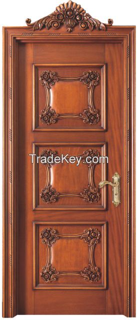 Classic Carved Solid Wood Door Interior for Apartment Villa 