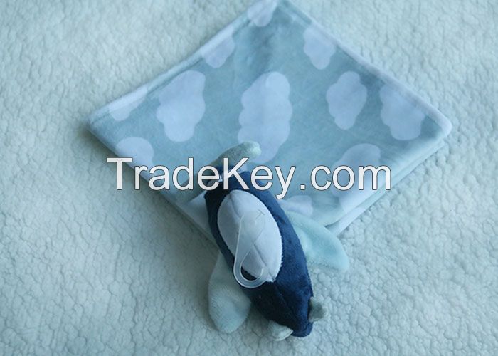 China 100% polyester animal head comforter cozy blanket, baby security blanket