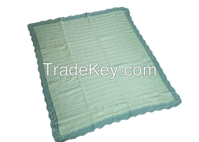 China Factory anti-pilling cozy portable freshing blue wool knit blanket bedding