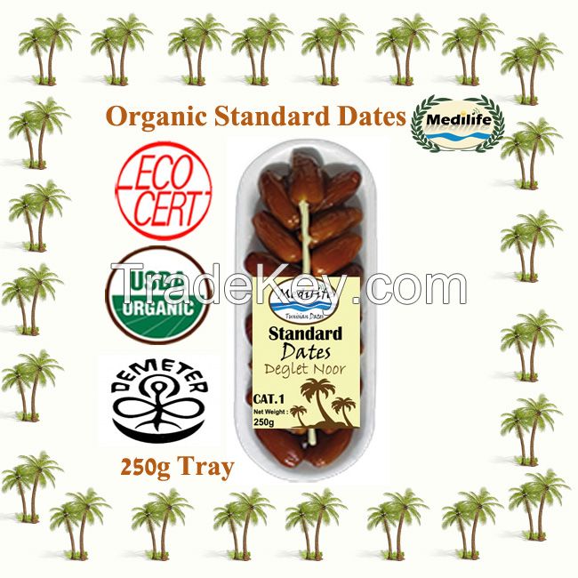 Dates Deglet Noor Organic Standard Tray 250 g	
