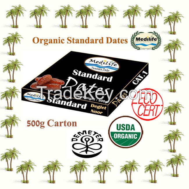 Dates Deglet Noor Organic Standard Carton 500 g
