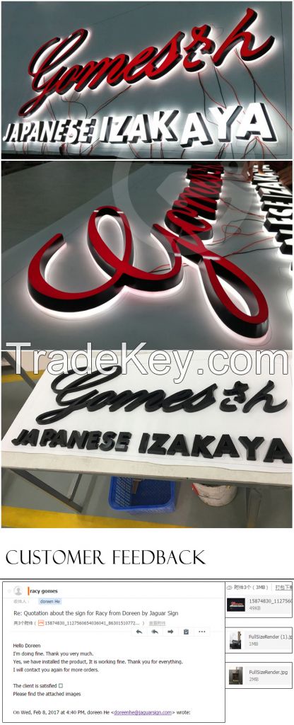 Manufacturer custom led channel letters led acrylic letters sign