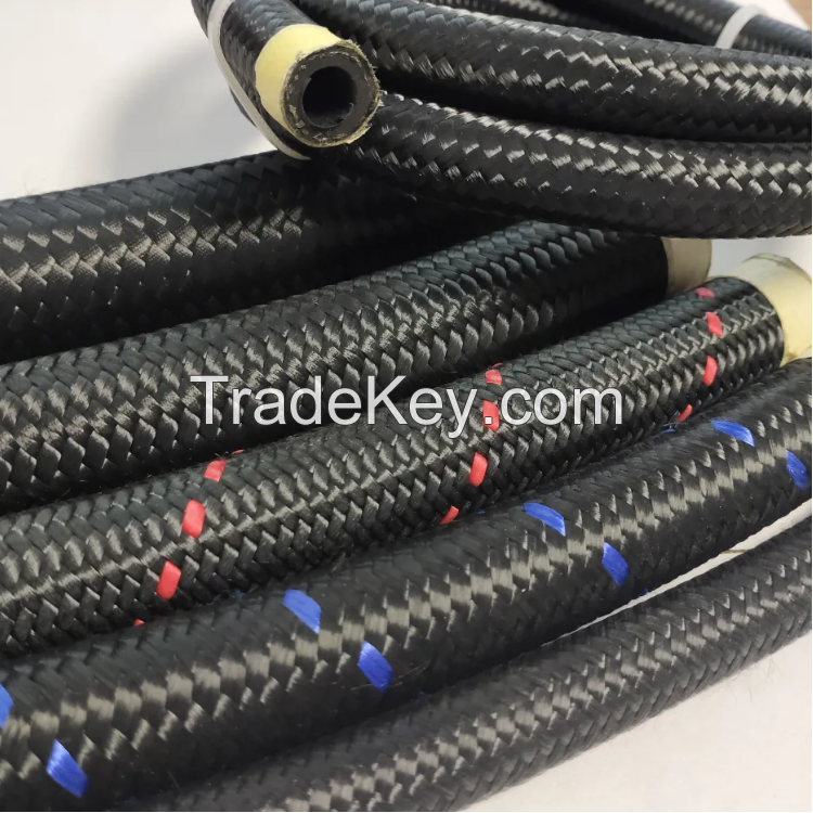  oil fuel line hose 4an 6an 8an 8 an black nylon braided rubber hose with red specks