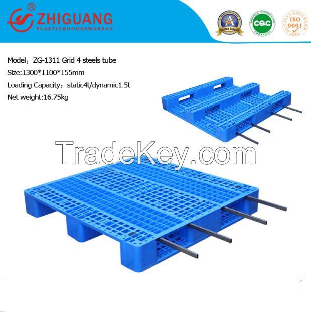 Heavy Duty Deck Rackable Rack Pallet Plastic Pallet (ZG-1311 4 steels)