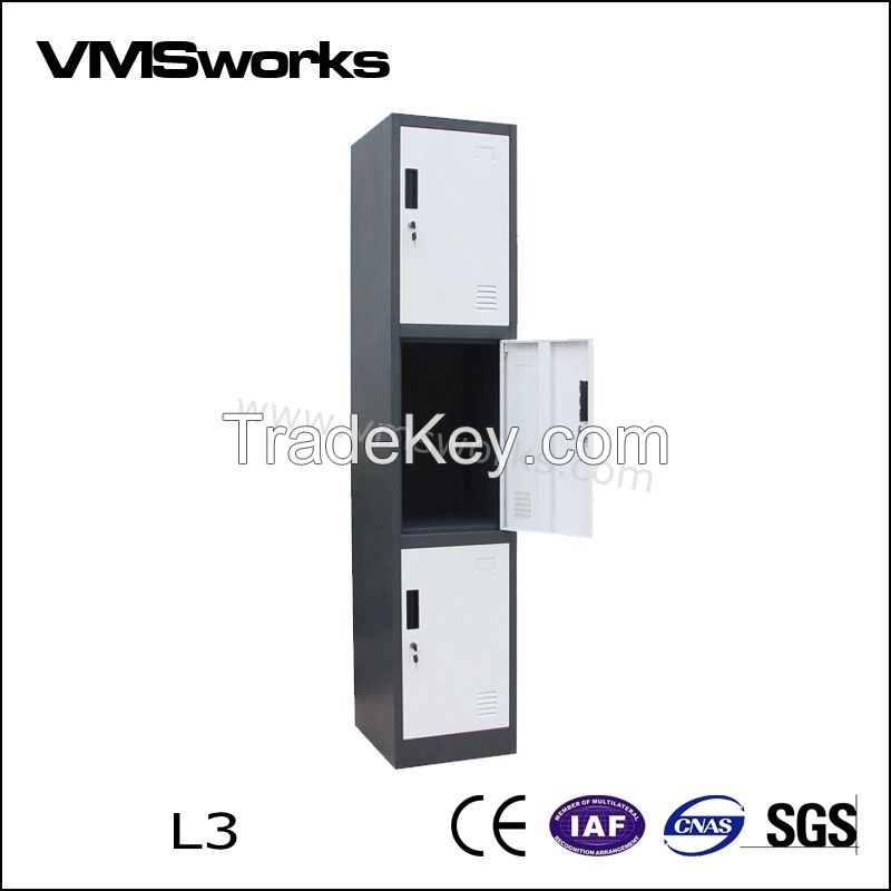 Durable Industrial Storage Garment Metal 3 Tier Locker Cabinet