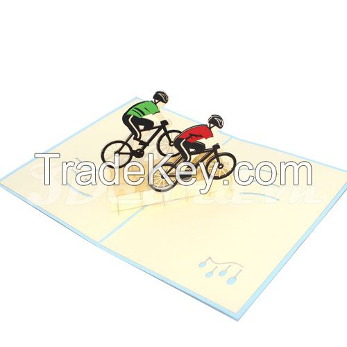 Cyclist-3d card-pop up card-handmade card-greeting card-sport card-birthday card