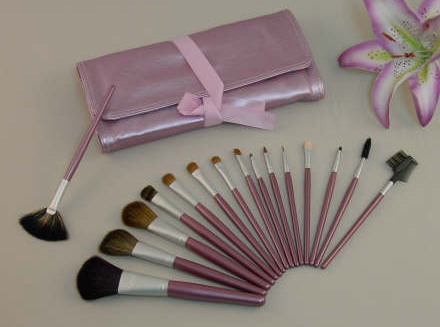 16pcs professional cosmetic brushes in a pouch