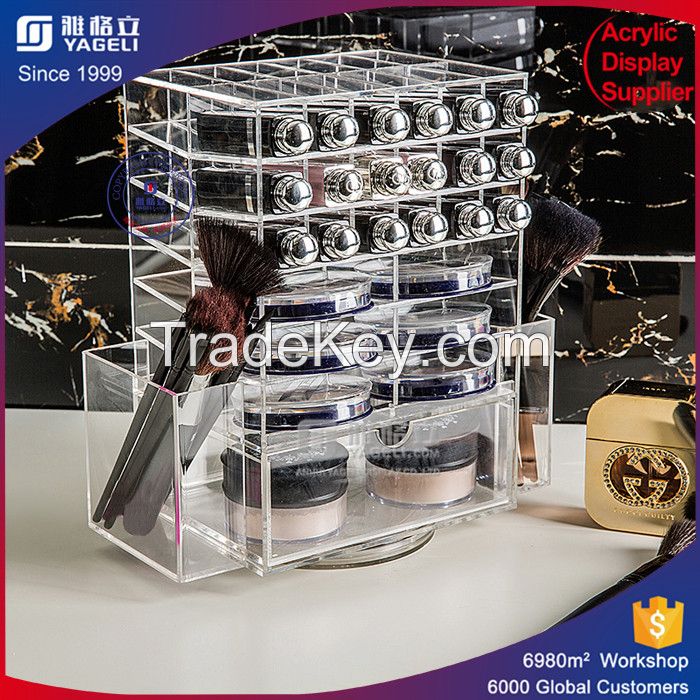 Multifuctional Light Crystal colorful spinning makeup organizer acrylic display stand